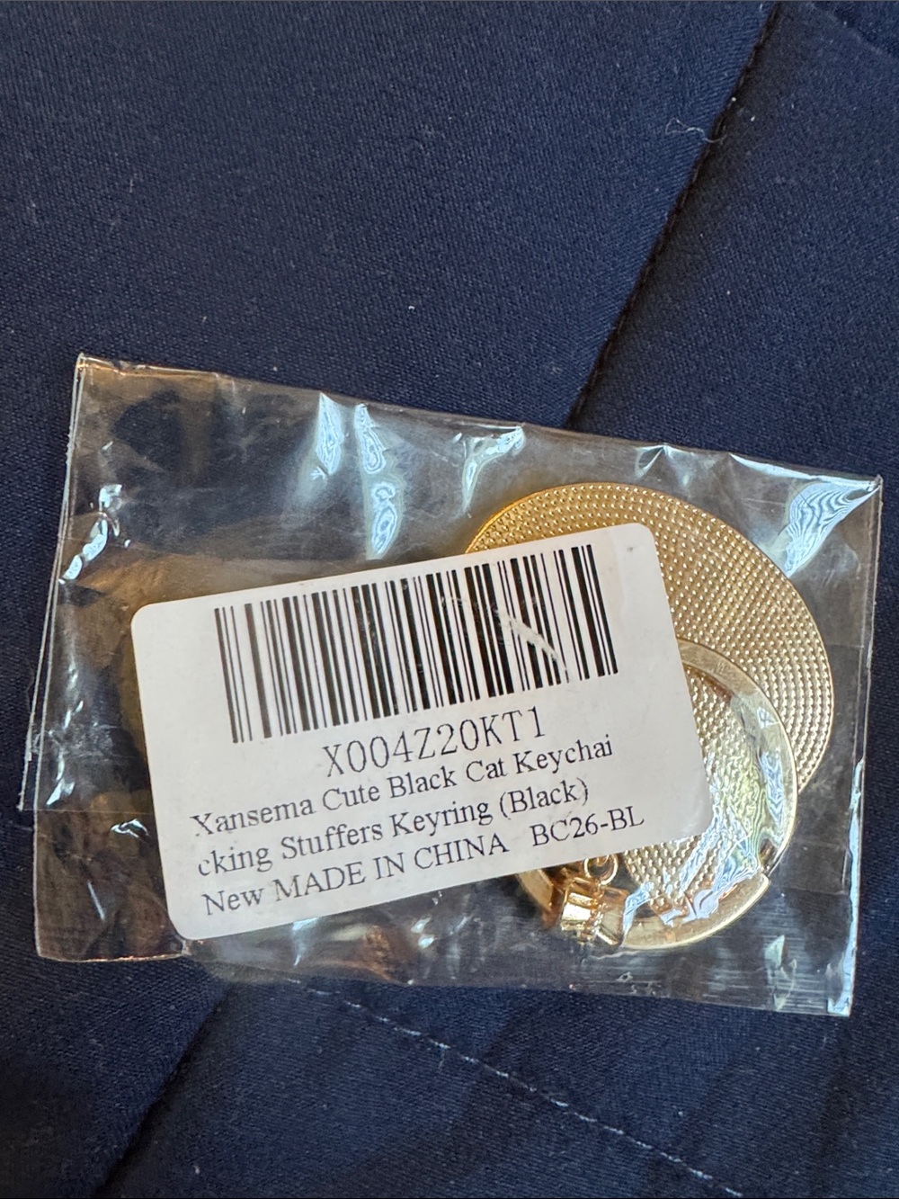 Black Cat Key & Card Holder Charm - Gold Trim - Picture 3 of 5